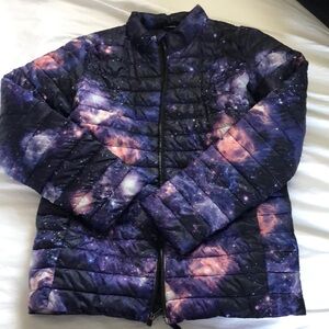 Galaxy Print Puffer Jacket, size 12 girls
